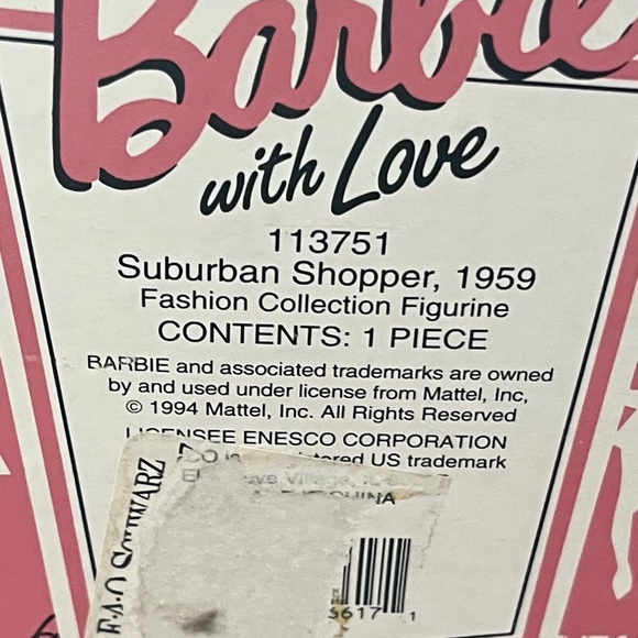 Enesco Barbie Suburban Shopper Figurine with Blue and White Striped Dress - Picture 8 of 8